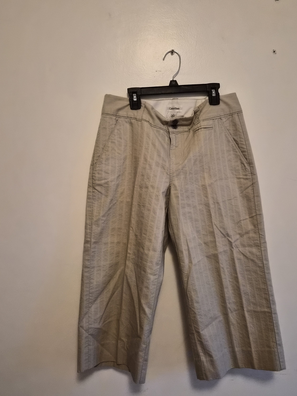 Calvin Klein Beige Pinstripe Women'd Dress Pants